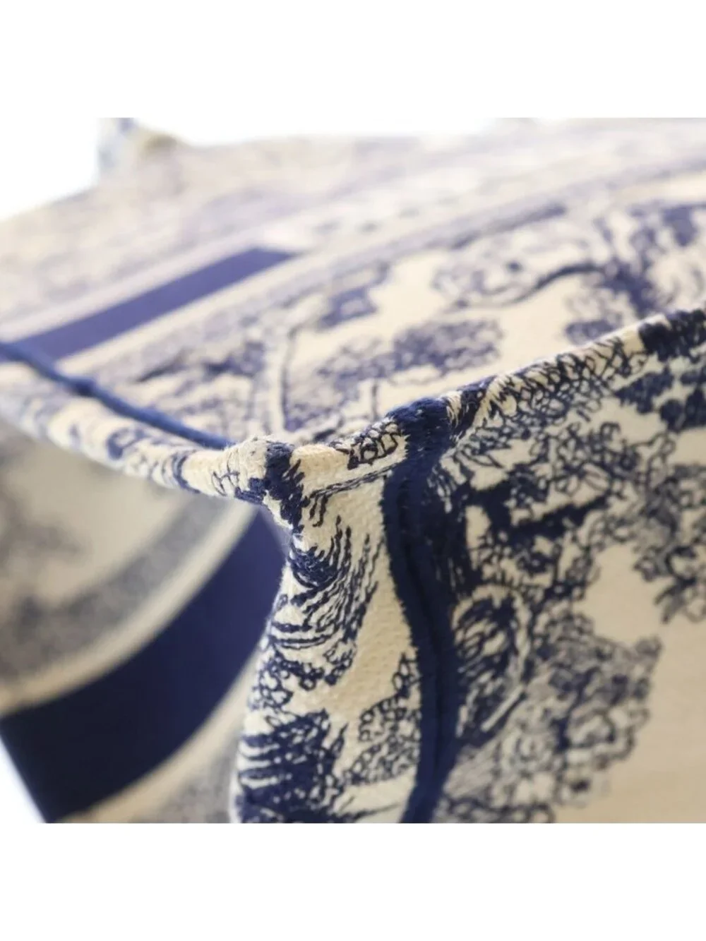 Dior Book Tote Toile de Jouy Handbag Navy Ivory Canvas